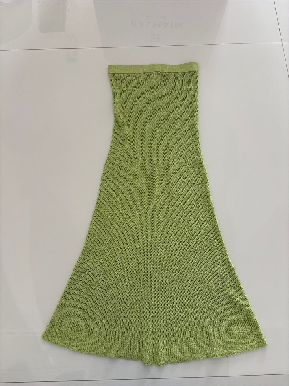 Strapless Knit maxi skirt in Sage Green